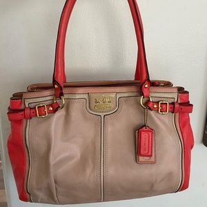 Like NEW coral and pink Coach handbag. MINT!